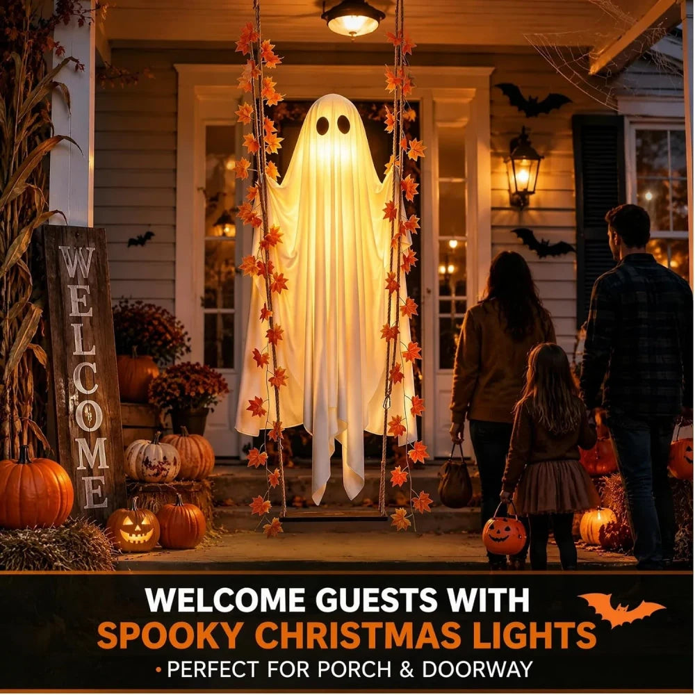 Luminous Halloween Hanging Swing Ghost Decoration with Adjustable Brightness