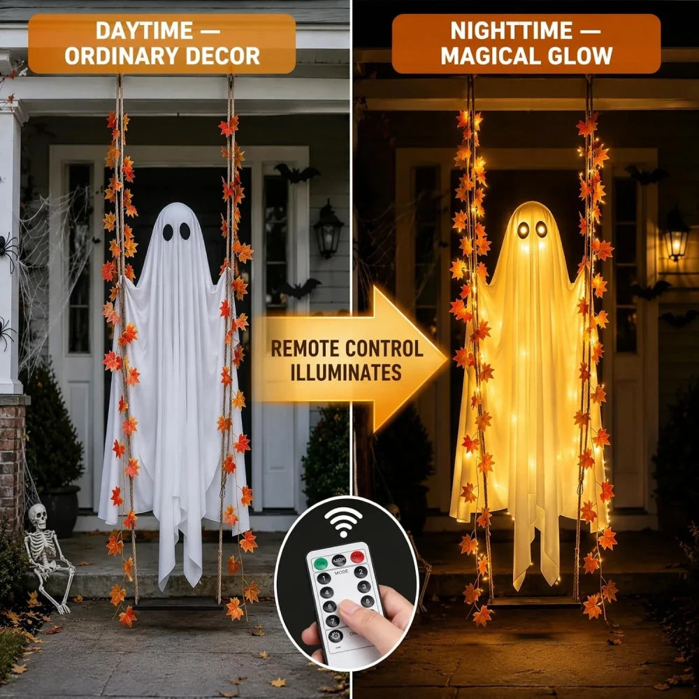Luminous Halloween Hanging Swing Ghost Decoration with Adjustable Brightness