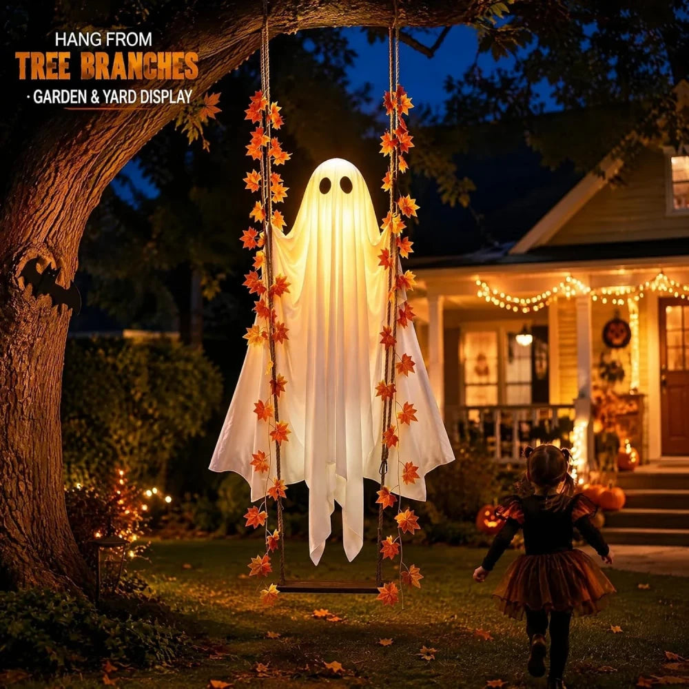 Luminous Halloween Hanging Swing Ghost Decoration with Adjustable Brightness