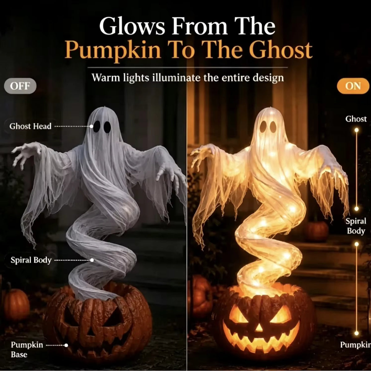Luminous Swirling Ghost Pumpkin