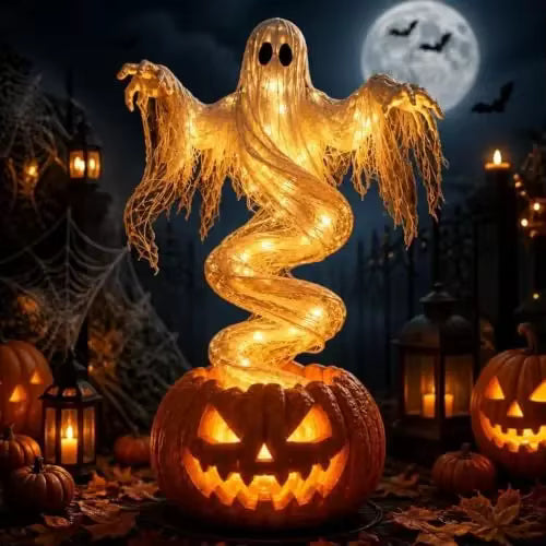 Luminous Swirling Ghost Pumpkin
